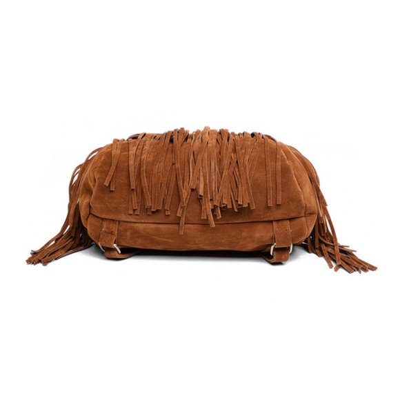 Native Western Fringe Tassel Suede Gypsy Backpack